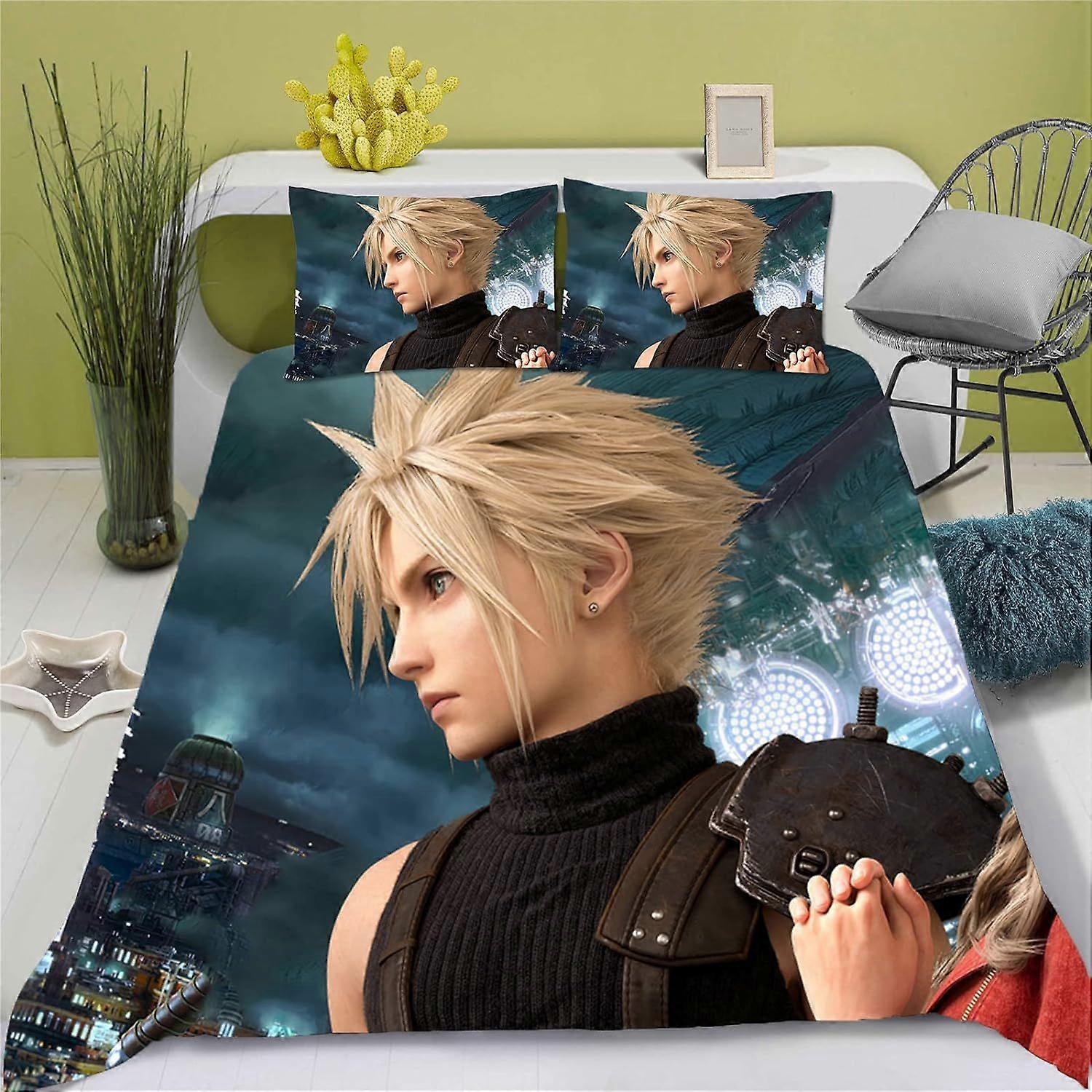 Anime Final Fantasy Bedding Set - Microfiber Duvet Cover with Zipper Closure - Children's Gift