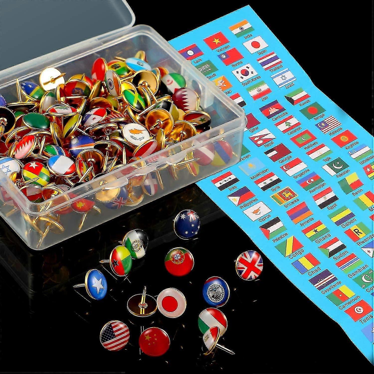 194 Pieces Creative Push Pins National Flag Push Pins Country Map Pins Decorative Push Pins For Bulletin Board, Map, Desk
