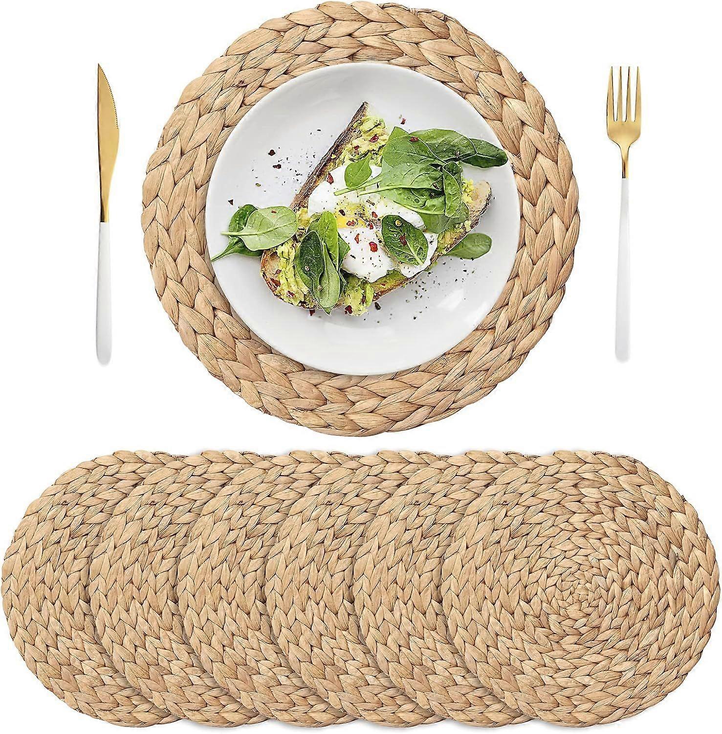 Set de Table Rond, Set de Table AntidrapantSets de Table en Jacinthe d'eau, Set de Table Osier Grands Sets de Table tisss  la Main(11,8 Pouces)