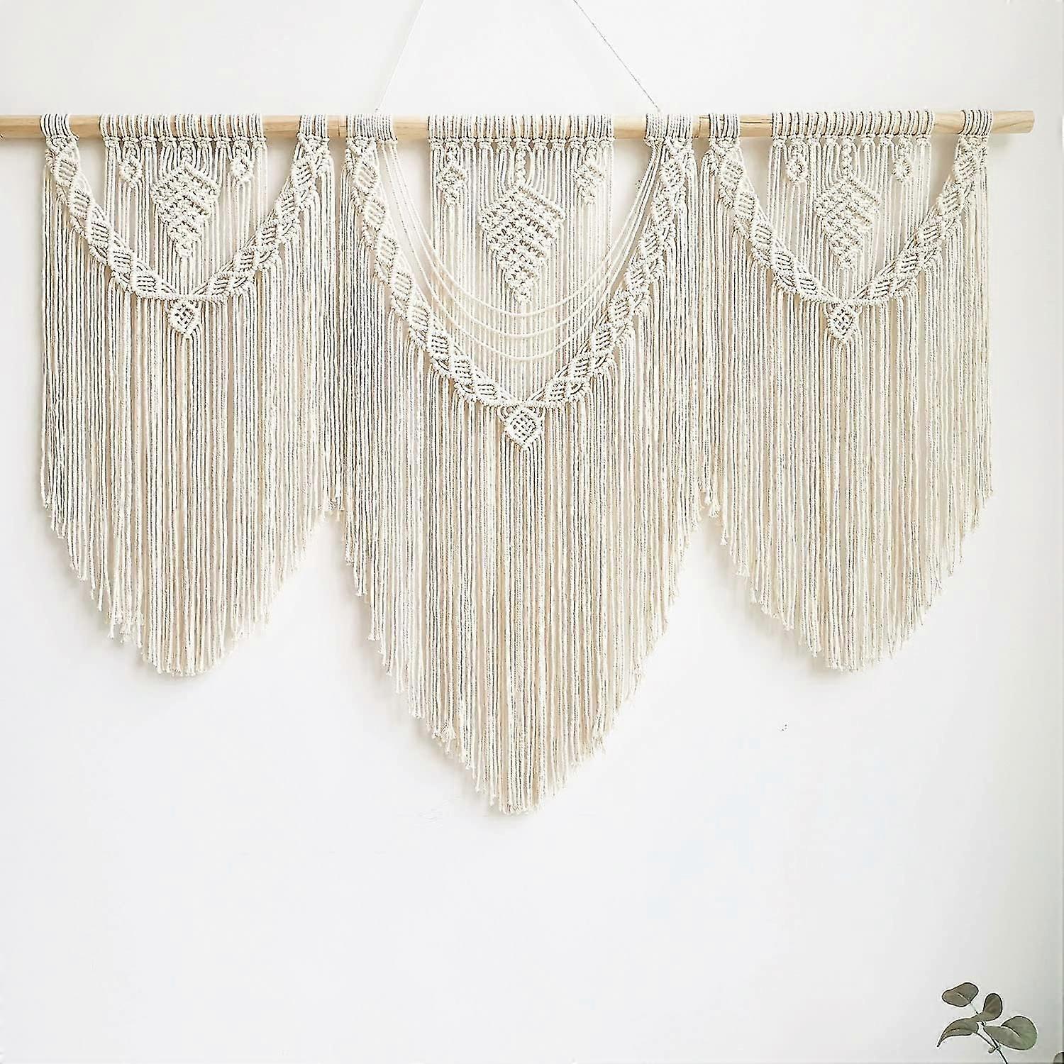 macrame wall hanging large boho chic woven tapestry leaf tassel art cotton rope bohemian macrame wall decor for bedroom living room apartment backdrop
