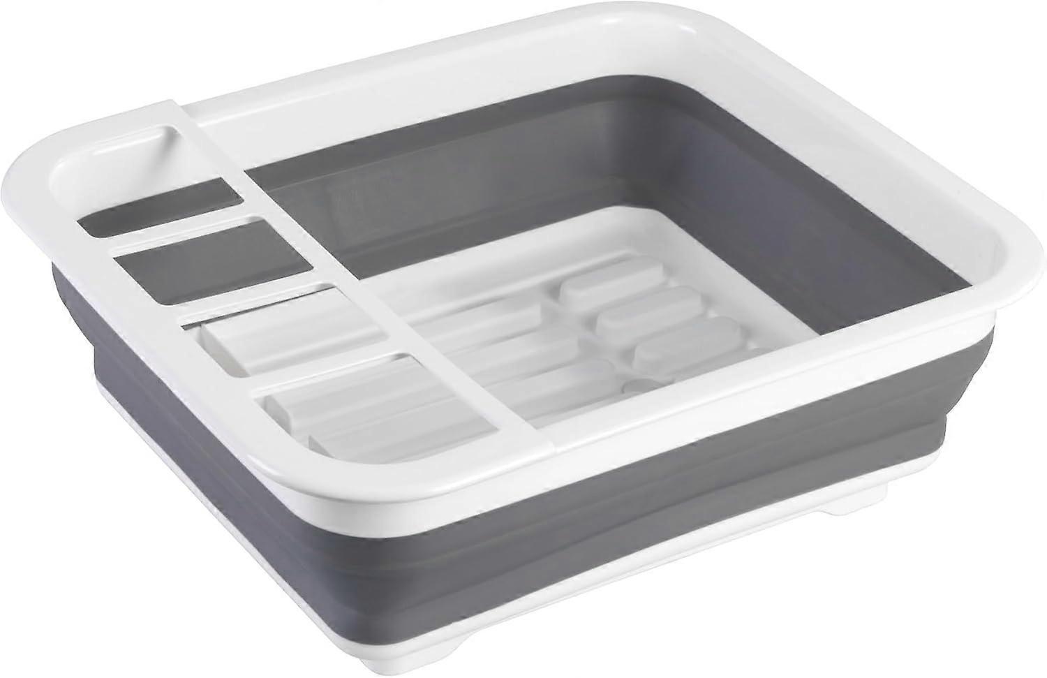 Foldable Plastic Dish Drainer, Cutlery & Plate Holder for Kitchen Storage