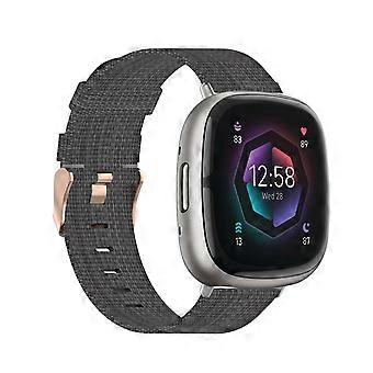 För Fitbit Sense Nylon Weave Canvas Klockarmband