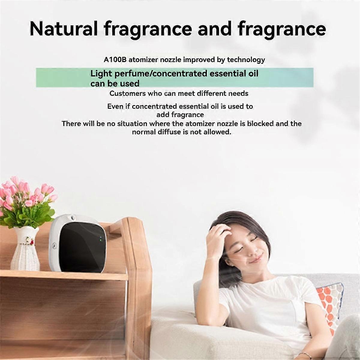 Bluetooth Fragrance Diffuser App Control 100ML Waterless Essential Oil with Cold Air Diffusion EU Plug Black and White