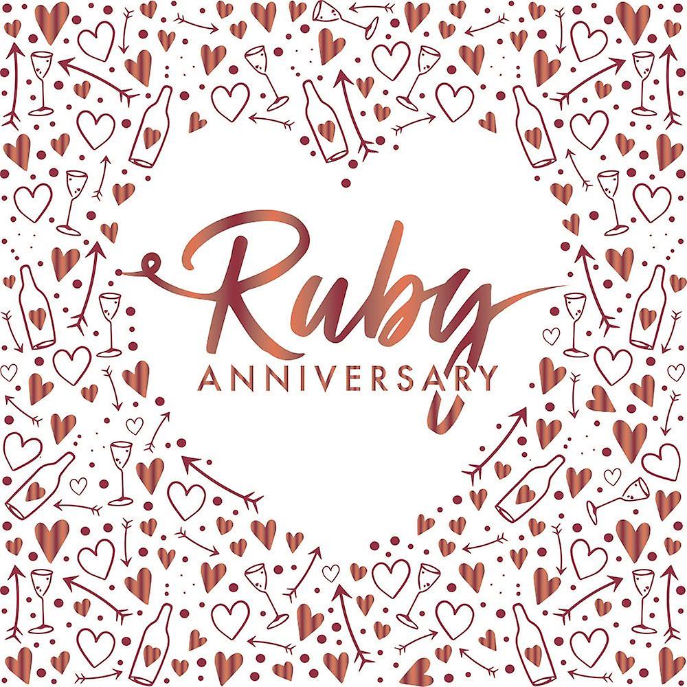 Ruby Anniversary Wedding Foiled Red Paper Party Napkins 3 ply x 16