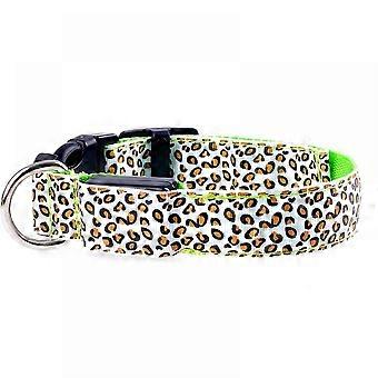 Luminous Pet Dog Collar Leopard Glowing Flash Puppy Collar for Night Safety Light-up Adjustable Necklace for Small Medium Large DogsXL