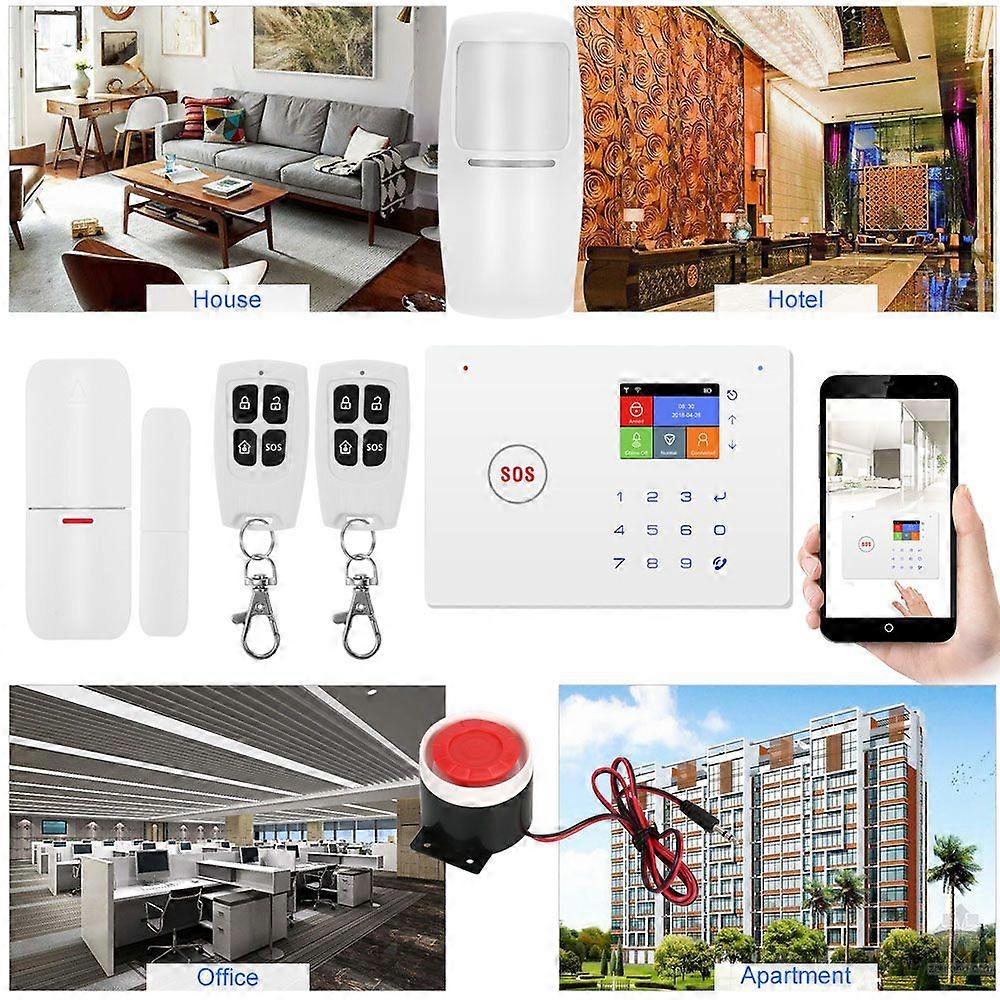 Security Alarm System Kit Auto Dial GSM+WiFi Home Security Wireless Alarm System GSM Home Security Alarm System Motion Sensor Door/Window Sensor Remo