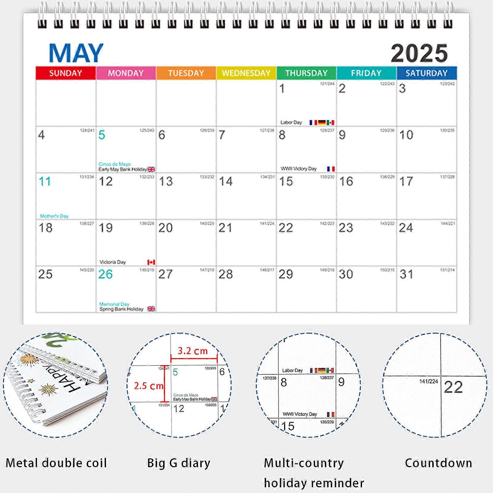 2025 English Desk Calendar And Desktop Schedule Note Calendar
