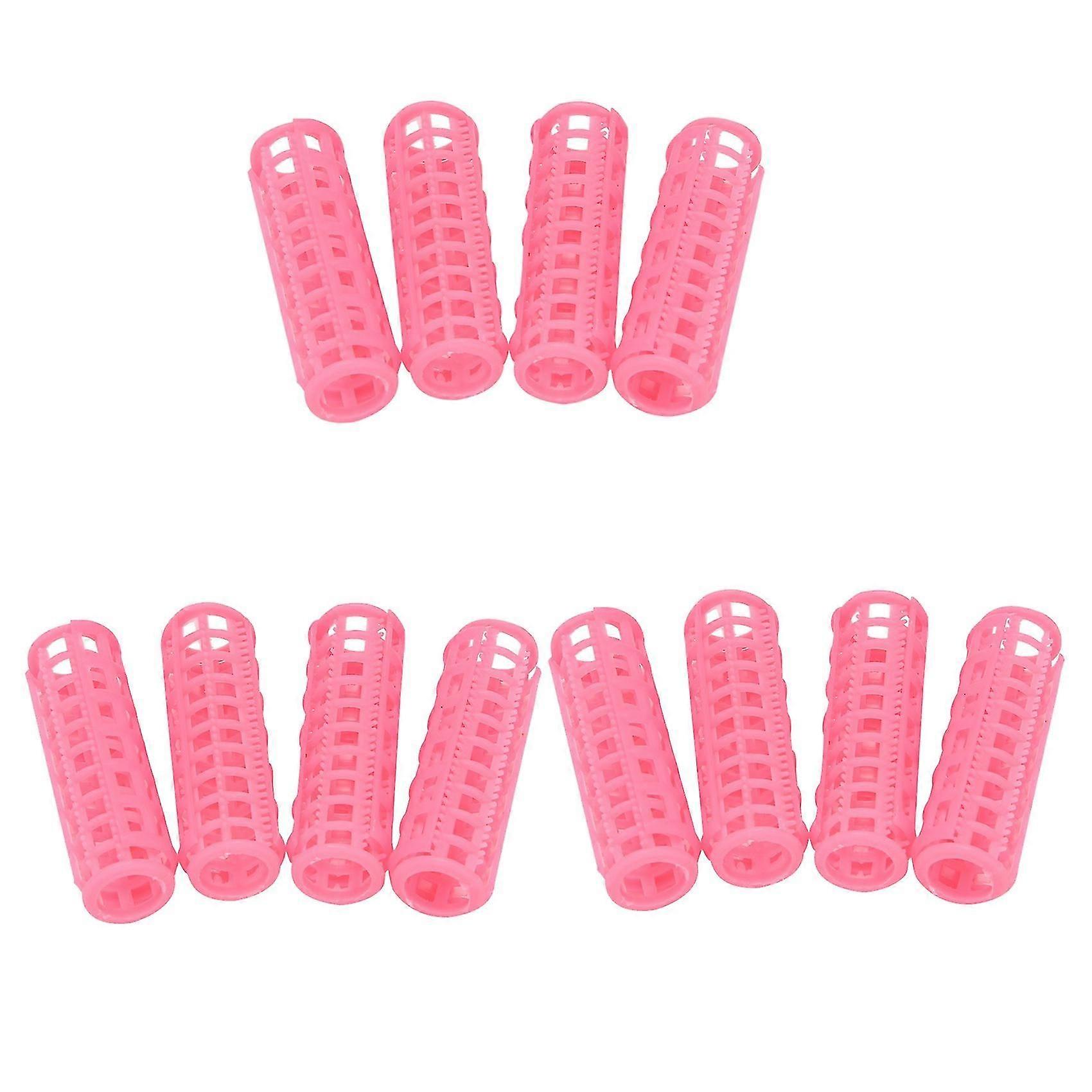 12 stk Pink Plastic DIY Hår Styling Roller Curlers Clips