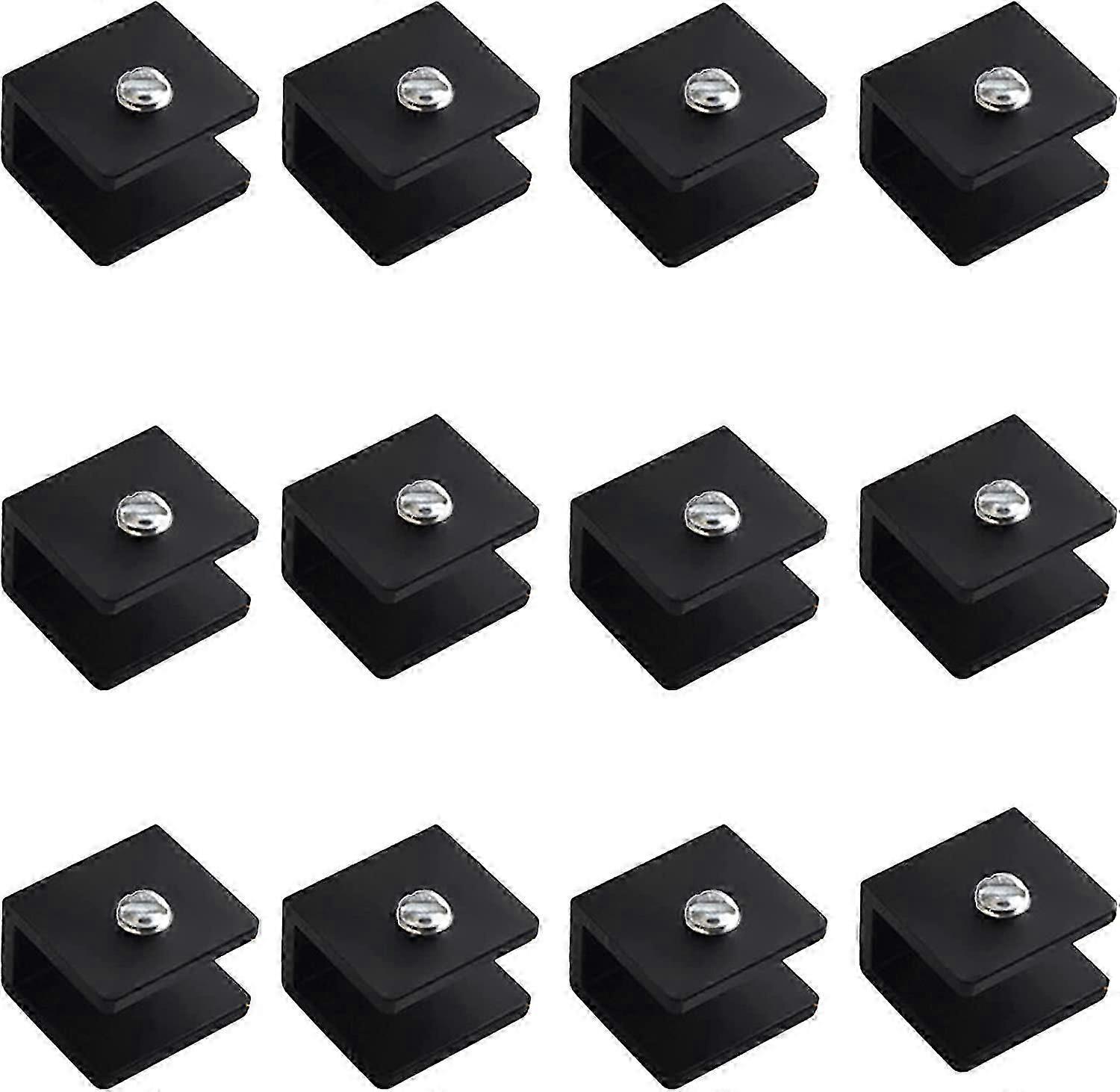 التعبئة والتغليف 12 رف زجاجي قابل للتعديل مقاس 6-8 مم ، ألواح زجاجية ، درابزين ، درابزين ، سلالم (أسود)