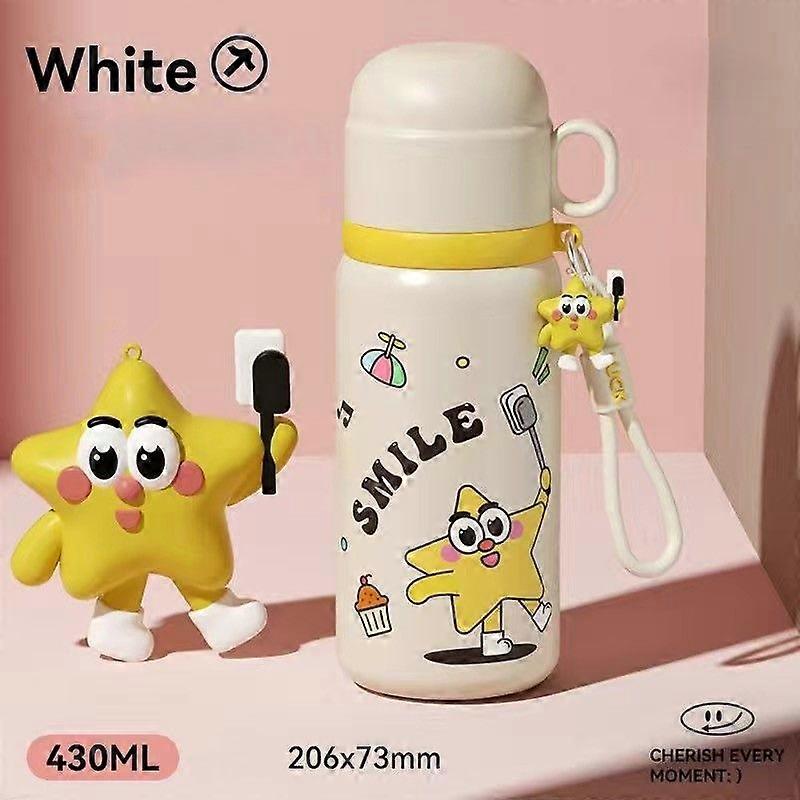 14 oz Insulated Water Bottle,Vacuum Insulated 304 Stainless Steel Reusable Sports Bottle-White