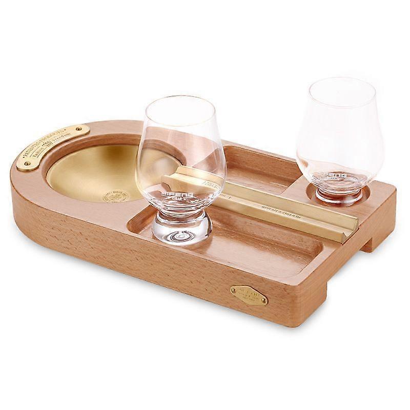 Cigar Smoking Set Suit Cigar Ashtray Austria Crystal Red Wine Glass Merbau Xizhuo Ashtray Suit