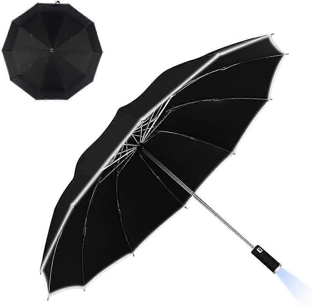 Windproof Folding Umbrella With Led Light Inverted Umbrella.