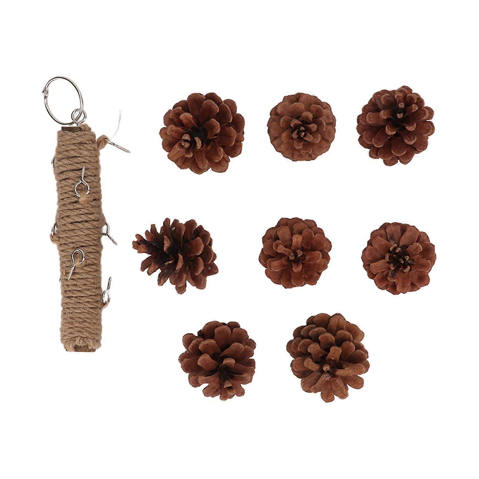 Kuşlar Isırma Oyuncak Ahşap Çam Kozalağı Papağanlar İçin Asılı Oyuncak