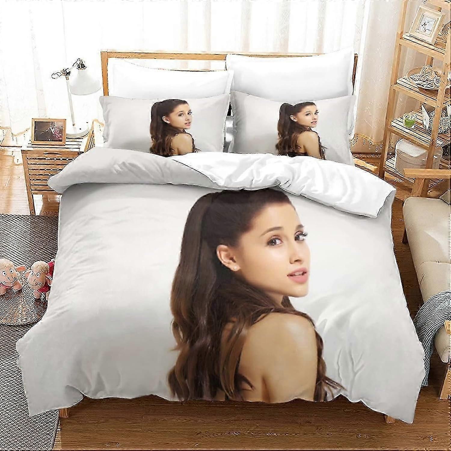 o4815 Lençóis Ariana Grande Conjunto de capa de edredão Conjunto de capa de edredão de cama com vergonhas Conjuntos de cama de microfibra macia de Natal com zíper 3PCs Meninos e meninas