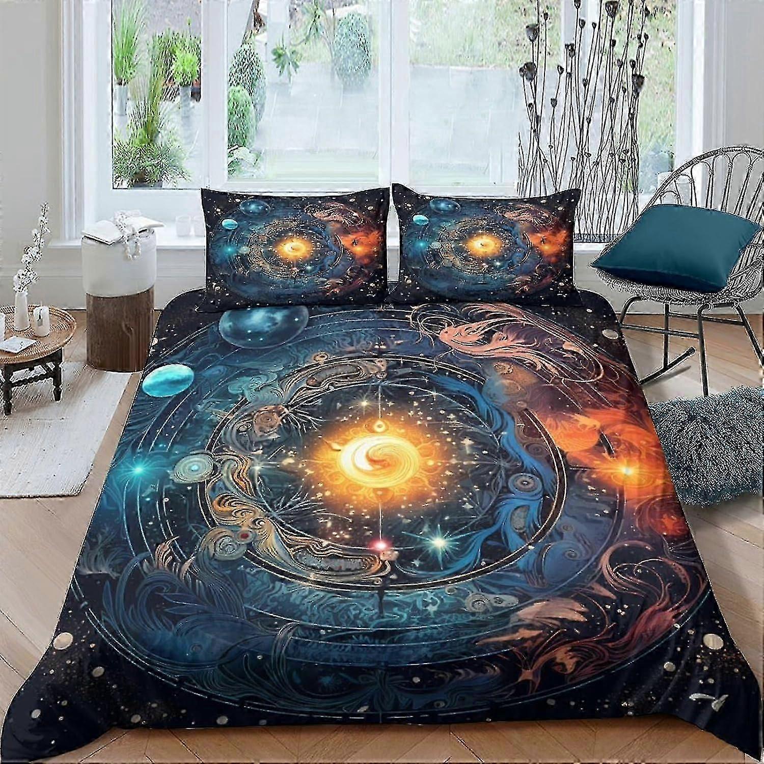 o5250 Lakan Astrolabe 3D täcke överdrag för tolv stjärntecken påslakan sängkläder set överkast med kudde Shams Microfiber Bed Co