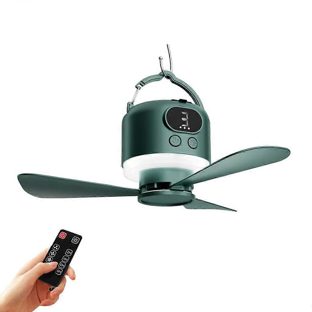 10400mAh USB Remote Ceiling Fan with Light and Detachable Bladee for Camping