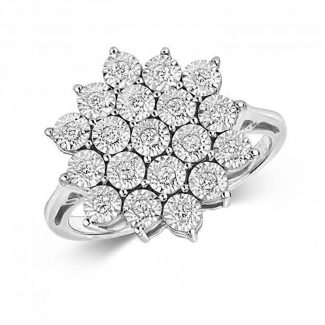 Diamond Jewellery Illusion Cluster Ring in 9K White Gold RD591W