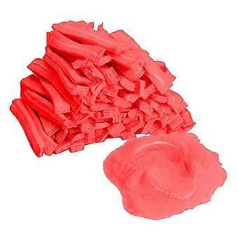 100 Pieces Net Bouffant Cap Non Woven Dustproof  Red
