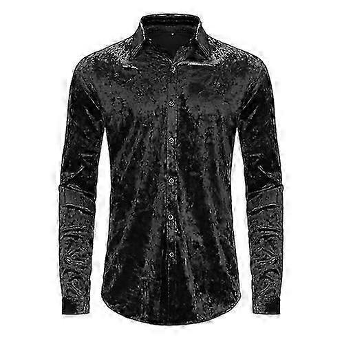 Herren Samt Hemd Langarm Button Down Kleid Hemd