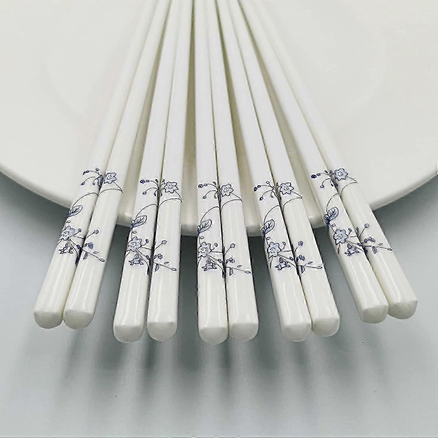 Chopsticks επαναχρησιμοποιήσιμα 5 ζεύγη κεραμικά ξυλάκια Πλυντήριο πιάτων Μπλε chopsticks 9.7 ίντσες (μπλε αστέρια) Μπλε αστέρια -