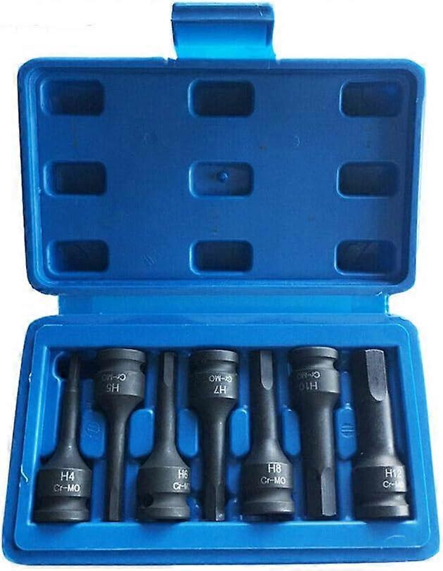 7-Piece H4-H12 3/8" 6 Point Spline Impact Socket Set for Automotive, Mechanic and Mechanics