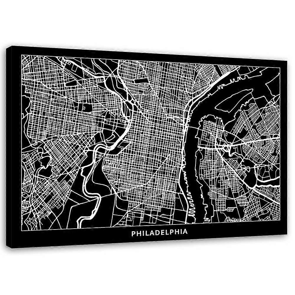 Leinwandbild, Philadelphia - Stadtplan - 60x40