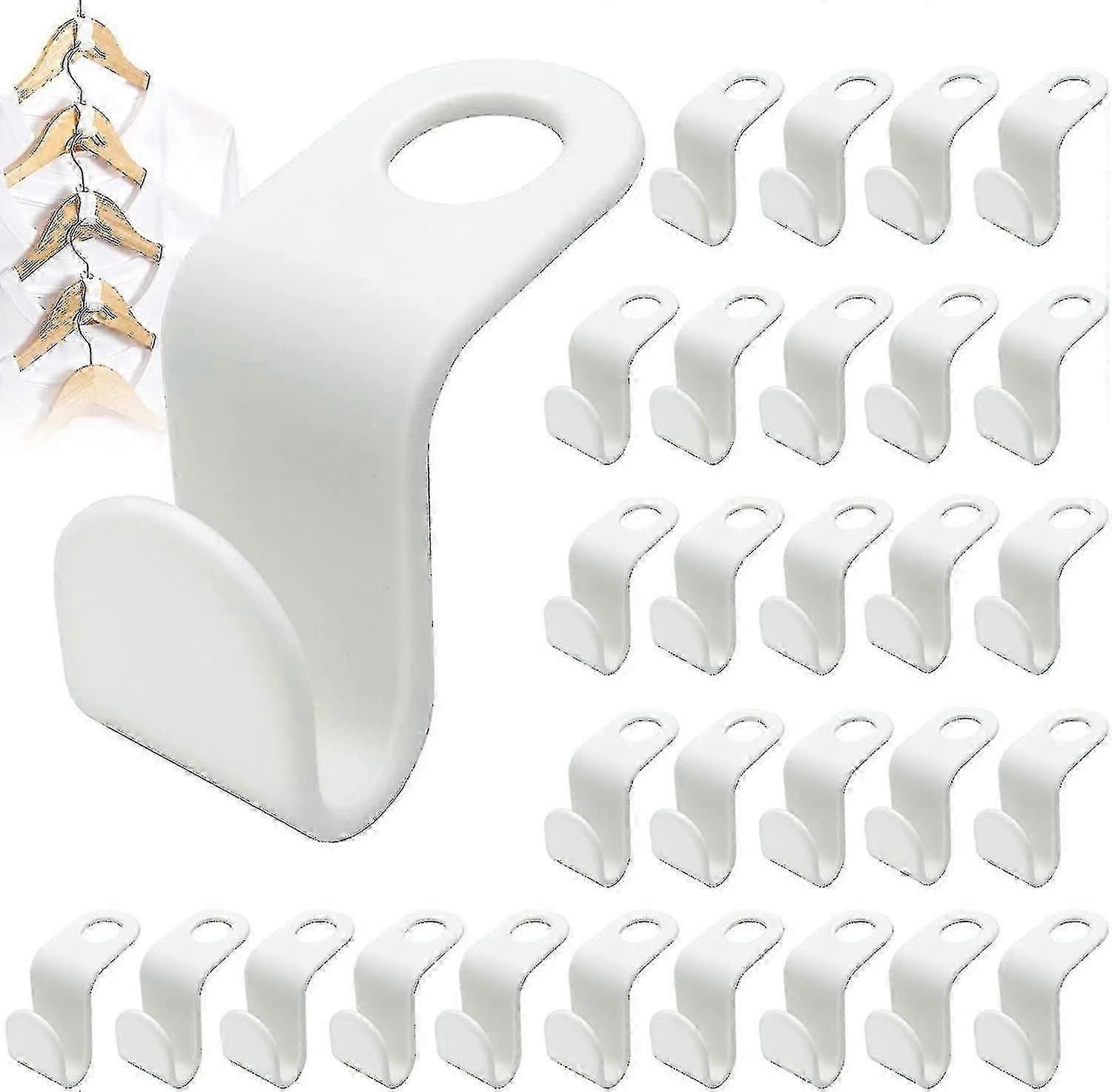 30 Pack Hanger Connector Hooks, Space Saving White Hanger Hooks, Mini Clothes Connector, Multi-layer Stackable Hanger