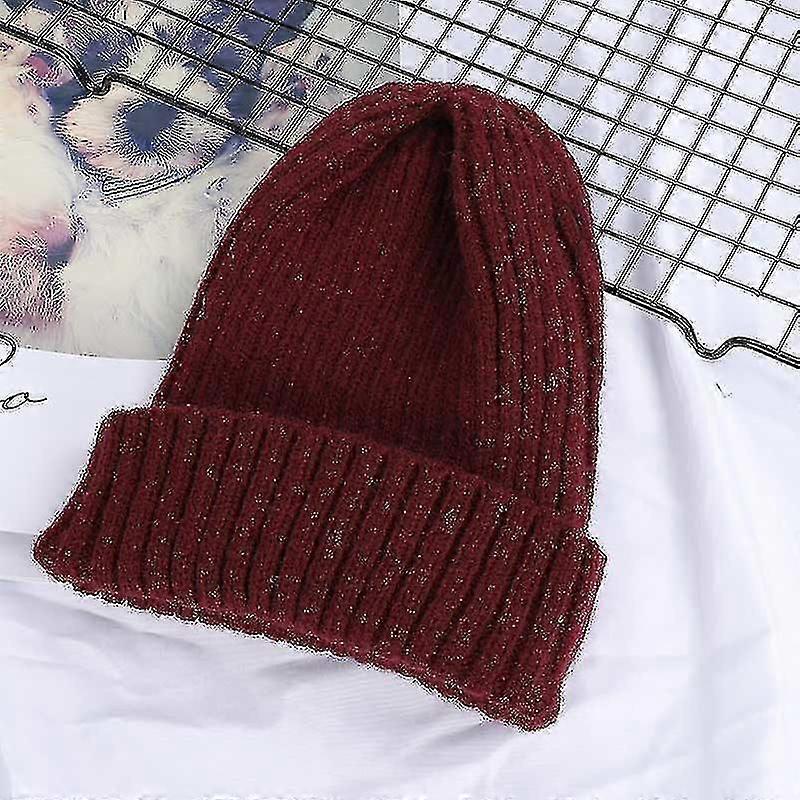 Casual Winter Warm, Solid Wool Knit Beanie Cap