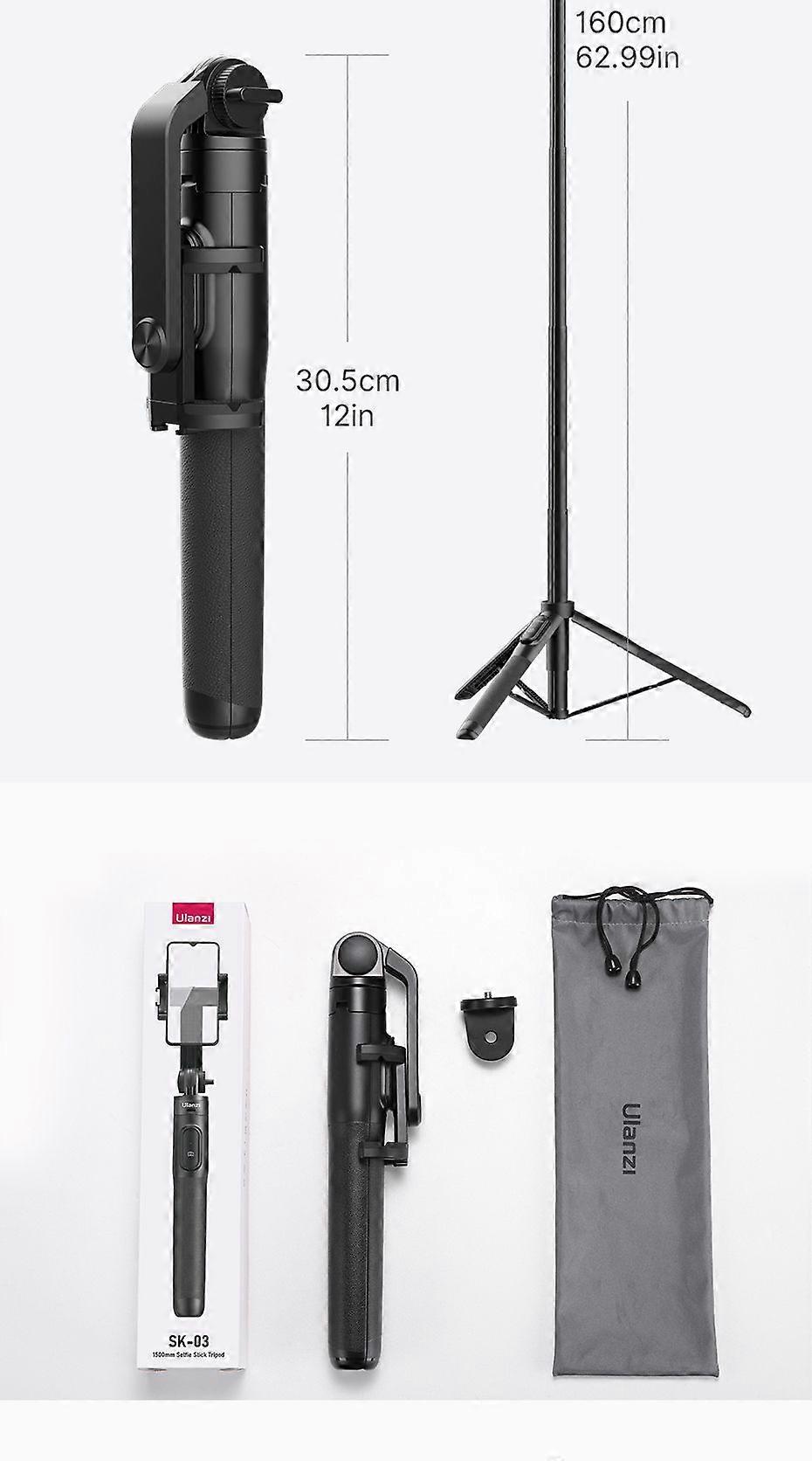 Ulanzi SK-03 1.5m Bluetooth Wireless Selfie Stick Tripod Monopod for Smartphone GoPro Hero 11 10 9 8 7 insta360 X3 DSLR Camera