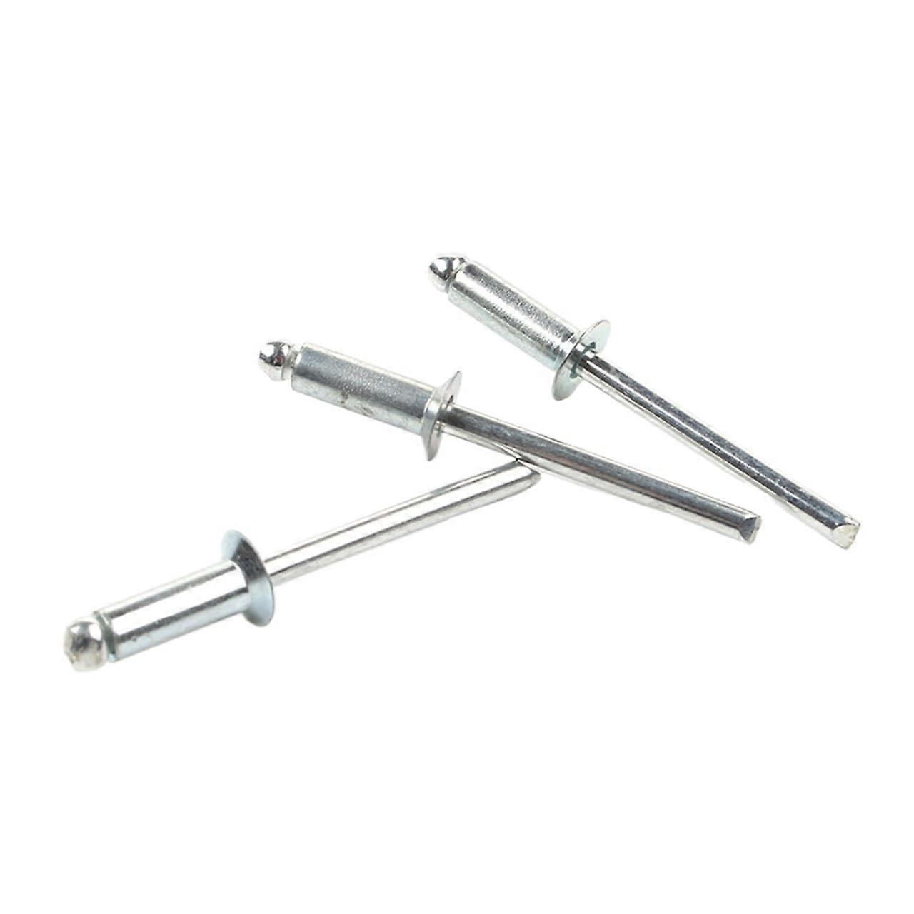 100pcs All Iron Open end countersunk Head Break Mandrel Rivets Carbon Steel zinc Colour Blue and White Flat Head Iron Pull Rivets(3.0 9) 3.09