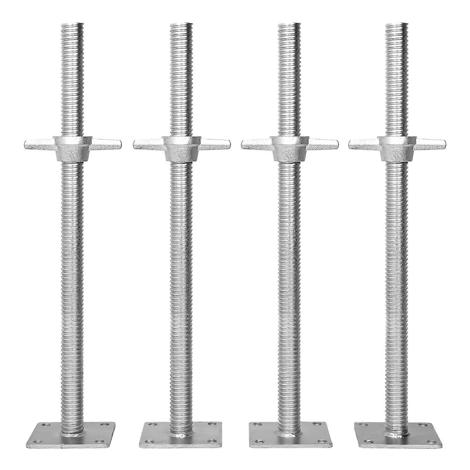 24 '' justerbar stillas nivelleringsjekk 11/3 '' OD galvanisert skruejekk med bunnplate hul gjengestang (4-pakning)