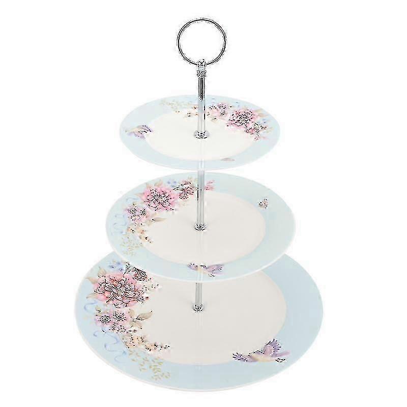 37X26.5cm Blue Serving Trays Elegant Cake Stand Three-layer Dessert Snacks Display Rack Home Party C