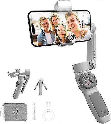 3-Axis Phone Gimbal with Fill Light and Gimbal Bag, Portable & Foldable, Gesture Control, Video Recording, Auto Tracking Gimbal Stabilizer for Smartph