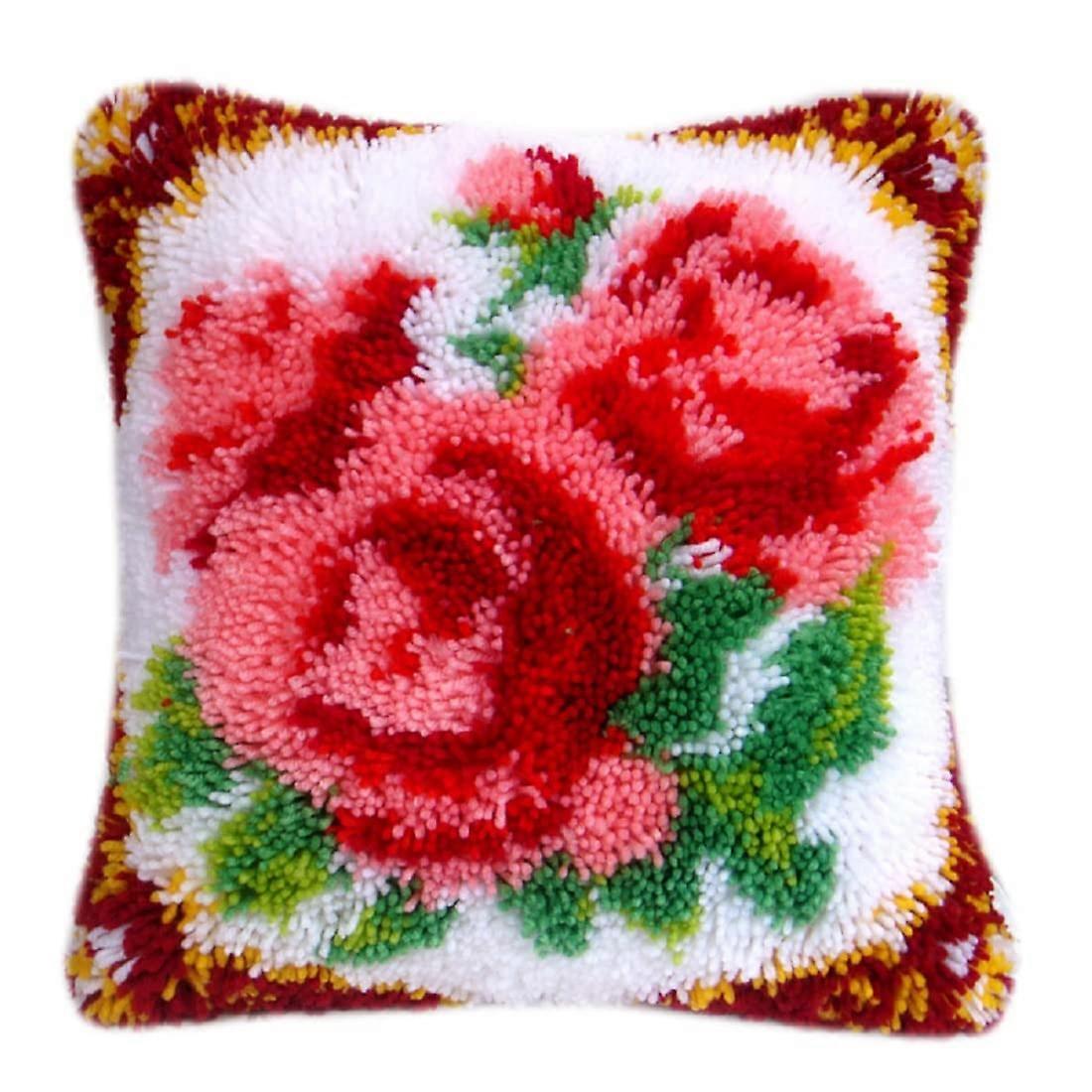 Latch Hook Kits for Beginners, DIY Pillow Cover, PreCut Yarns, 17x17in
