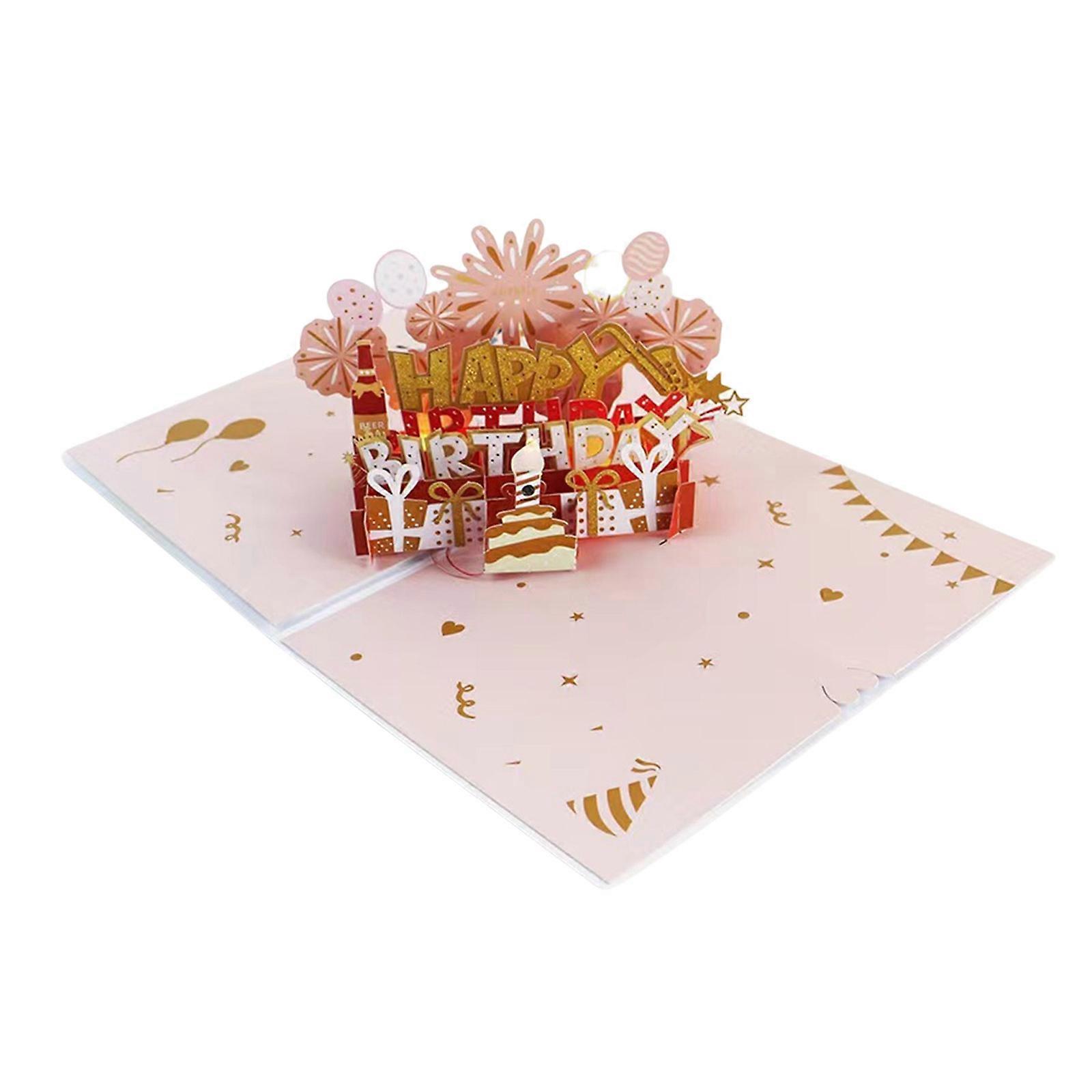 Intricate 3D Birthday Popup Card Customizable Messages Party Accessory for Music Enthusiasts Portable for Any Event