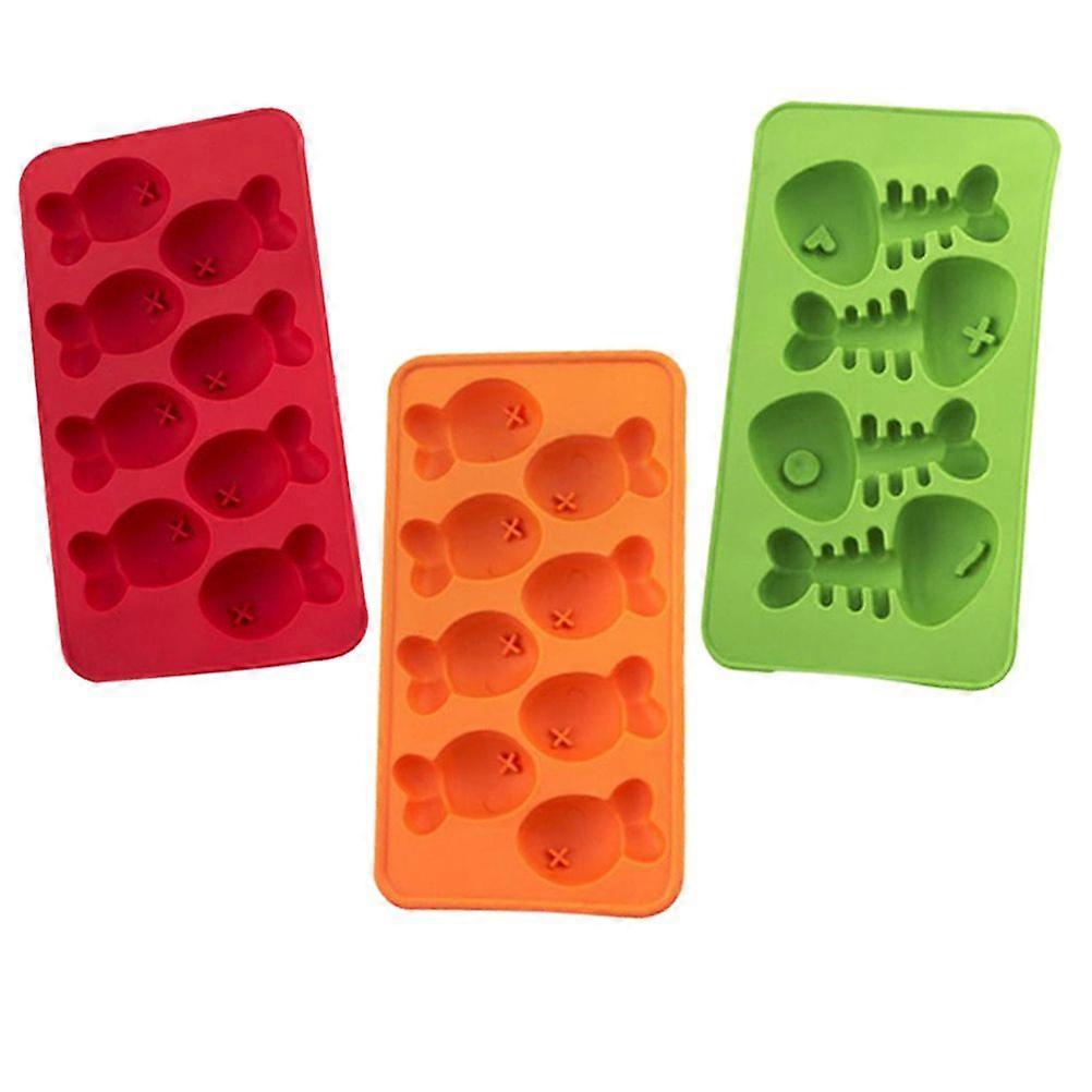 Fishbone Silicone Molds Ice Cube Tray Ice Cube Molds Popsicle Maker Lolly Mould Tray (Random Color)