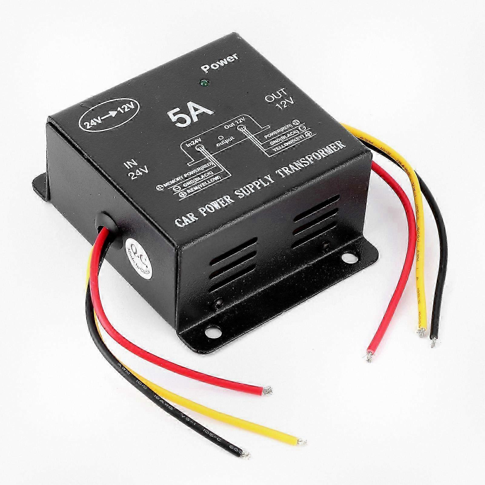 5A Power Converter 24V to 12V Buck Transformer Suitable for Truck, RV, Yacht Audio Navigation Upgrades and Modifications