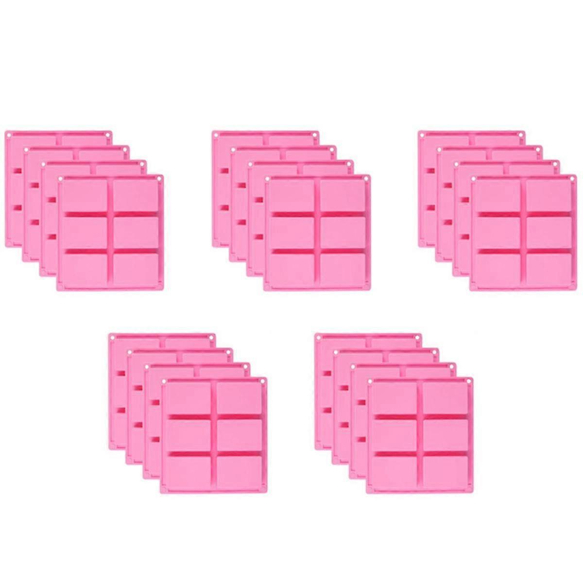 20 Pack Silicone Soap - 6 Cavity Rectangle DIY Soap for Cake, Cupcake, Muffin, Coffee Cake, Pudding