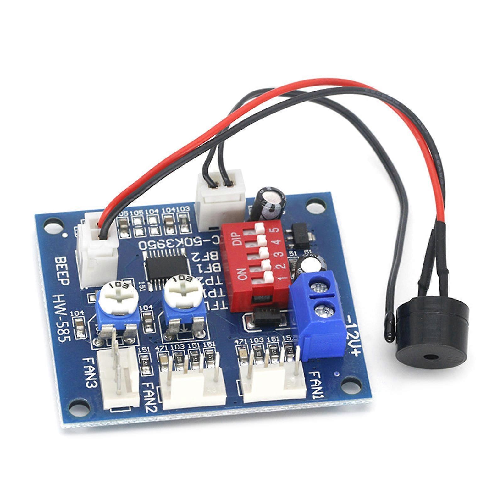 Speed Controller with Temperature Sensor DC12V Speed Regulator Temperature Controlled Automatic for 12V Appliances