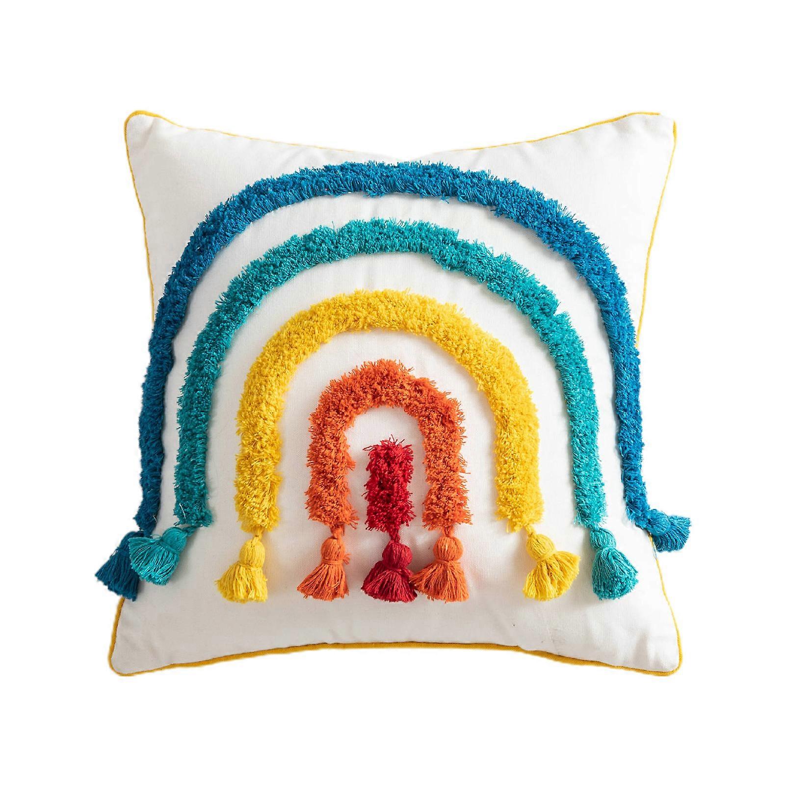 Morocco Throw Pillow for Case Colorful Rainbow Bridge Tufted Tassel Cushion Cove