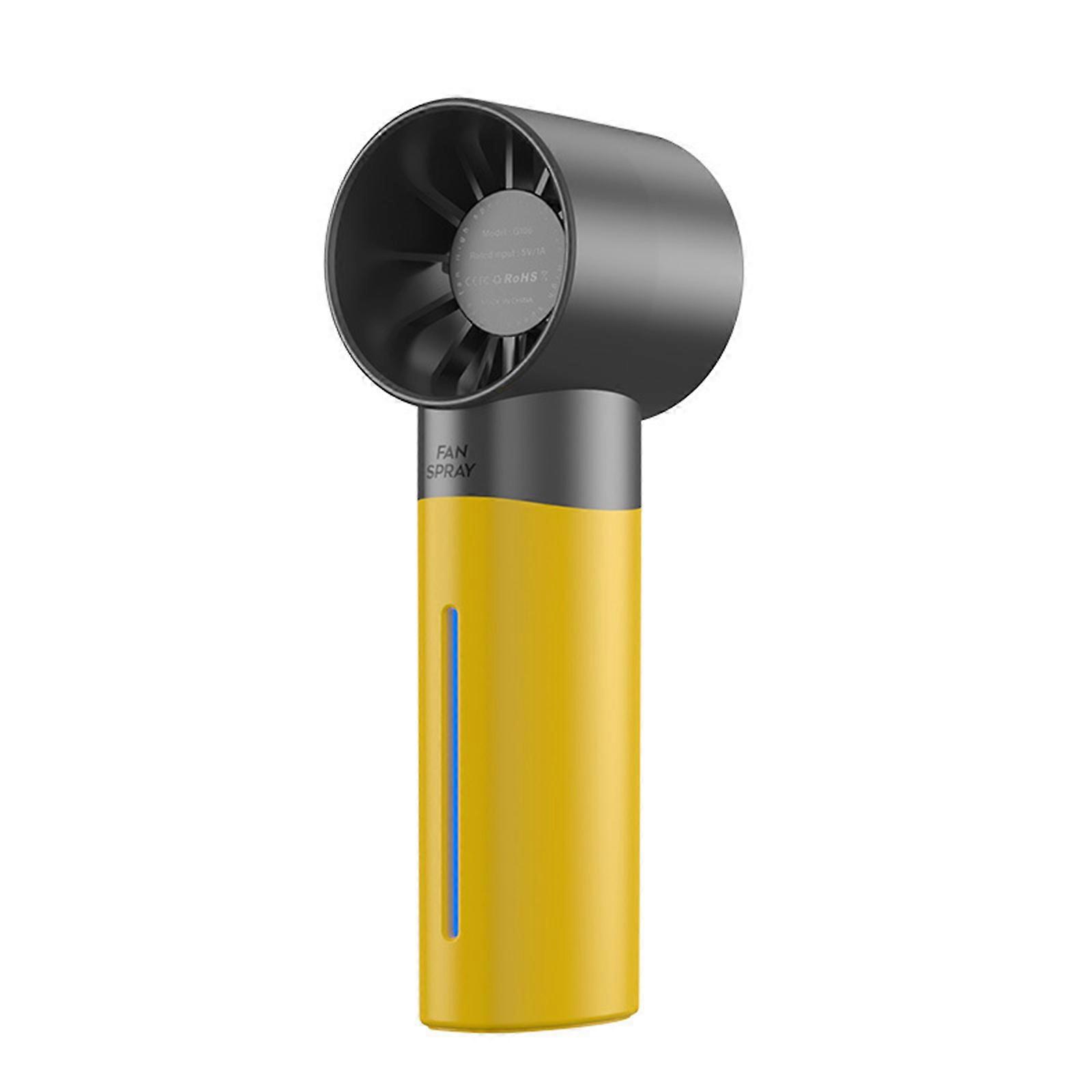 USB Rechargeable Fan with Strong Airflows Handheld Electric Fan Portable Cooling Device for Students and Office Workers Yellow
