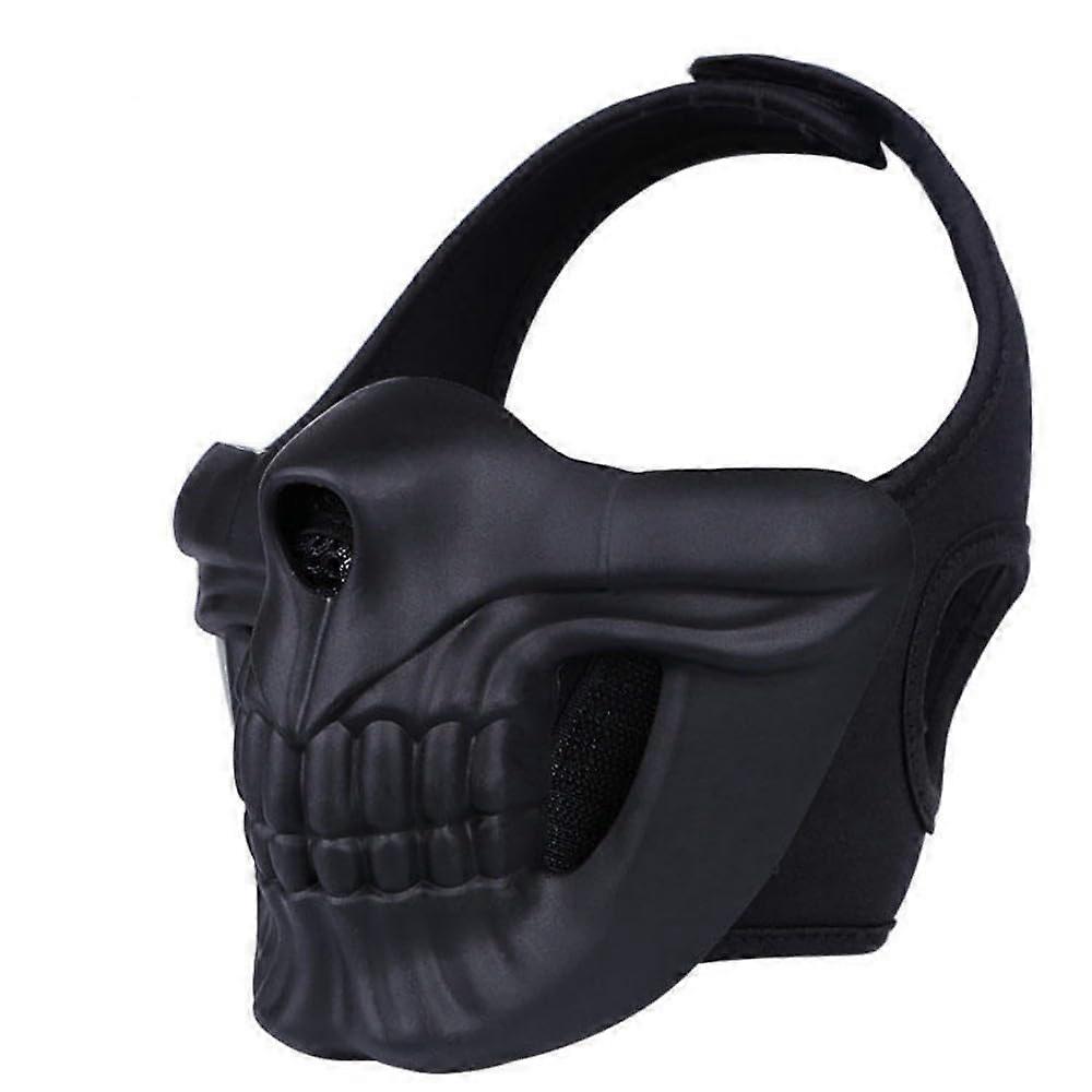 Military Tactical Airsoft Paintball Skull Mask Lower Half Face Cs Wargame Field Hunting Protection Shooting Masks Party Accessories/Black/One Size