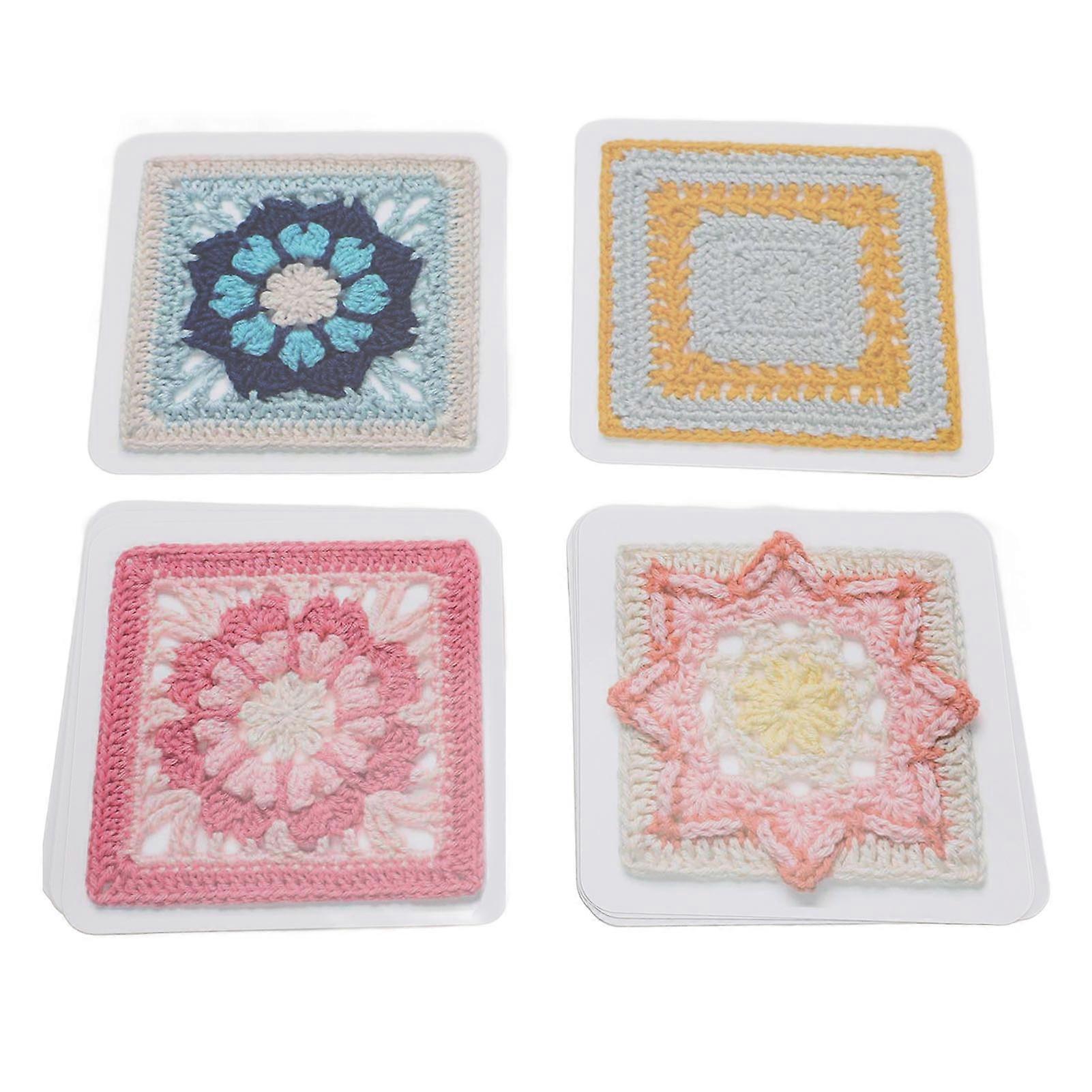 50pcs Granny Square Card Deck Easy to Use Portable Crochet Patterns Card Deck for Beginner 