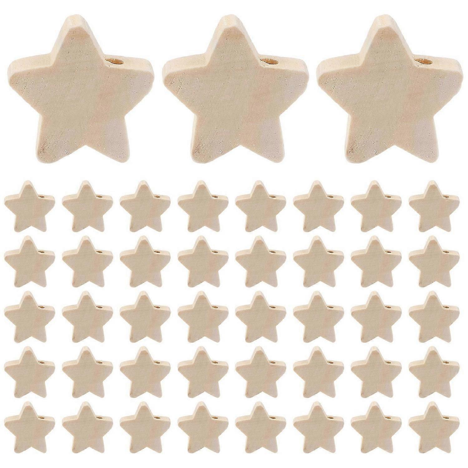 100pcs DIY Handmade Beaded Material DIY Wooden Beads Chic Five-pointed Star Beads Supplies Creative
