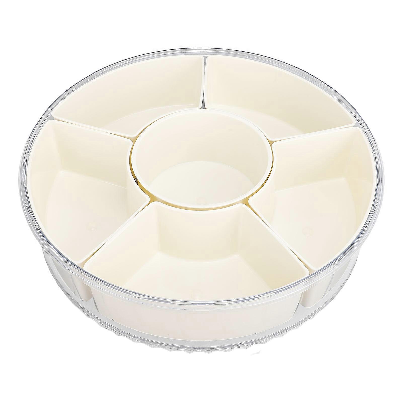 Geteiltes drehbares Serviertablett mit Deckel und Griff Snackle-Box-Behälter Drehbare geteilte Servierplatte mit 6 Fächern für Obstsnacks 