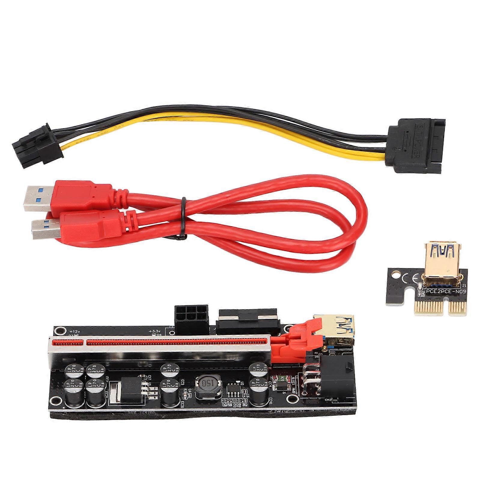 PCIE Riser Adapter Card 1X to 16X Easy Operation 4 FP Capacitor High Conversion Efficiency PCI E Riser