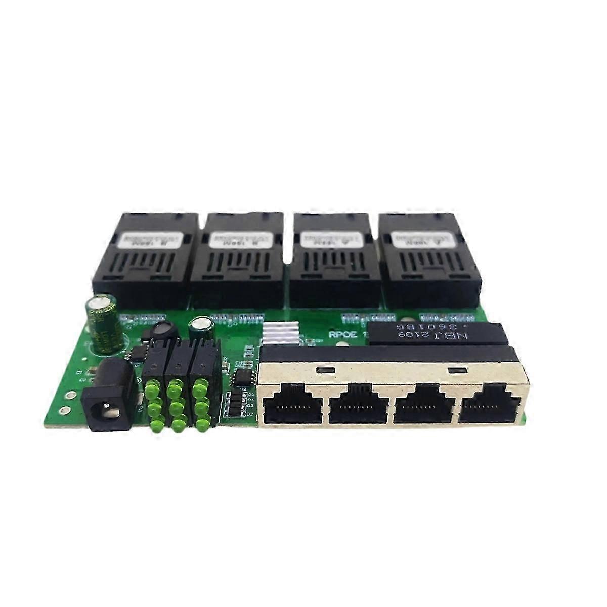 100M Reverse POE Fast Ethernet Fiber Switch 4F4E Output 12V Optical Media Converter Ethernet SC PCB