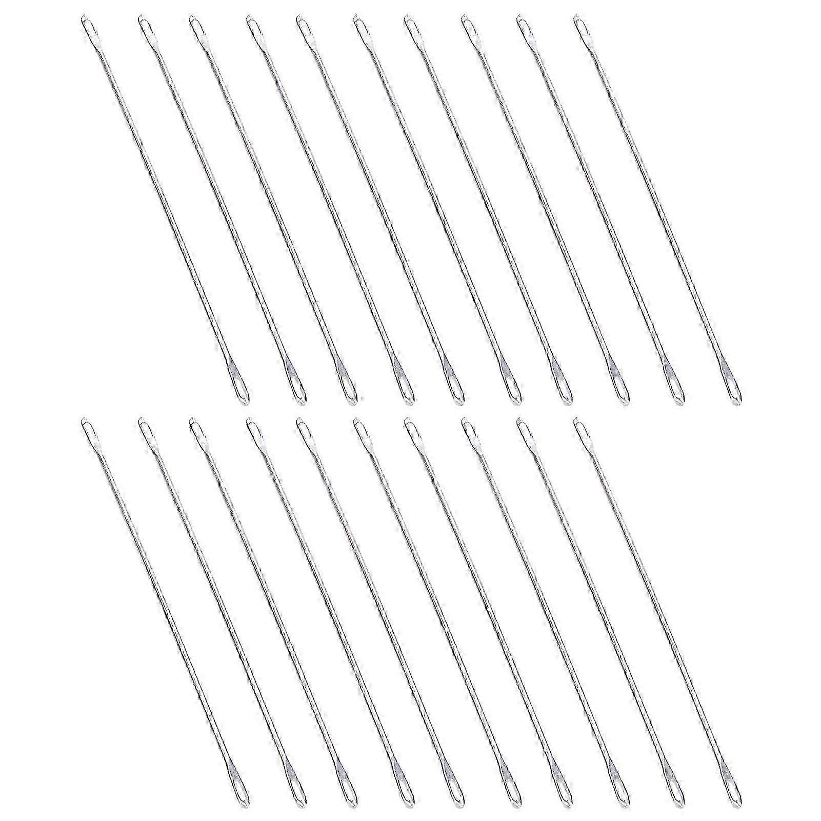 20 Pcs Metal Double Eye Transfer Needles for Knitting Machine, 9cm Long
