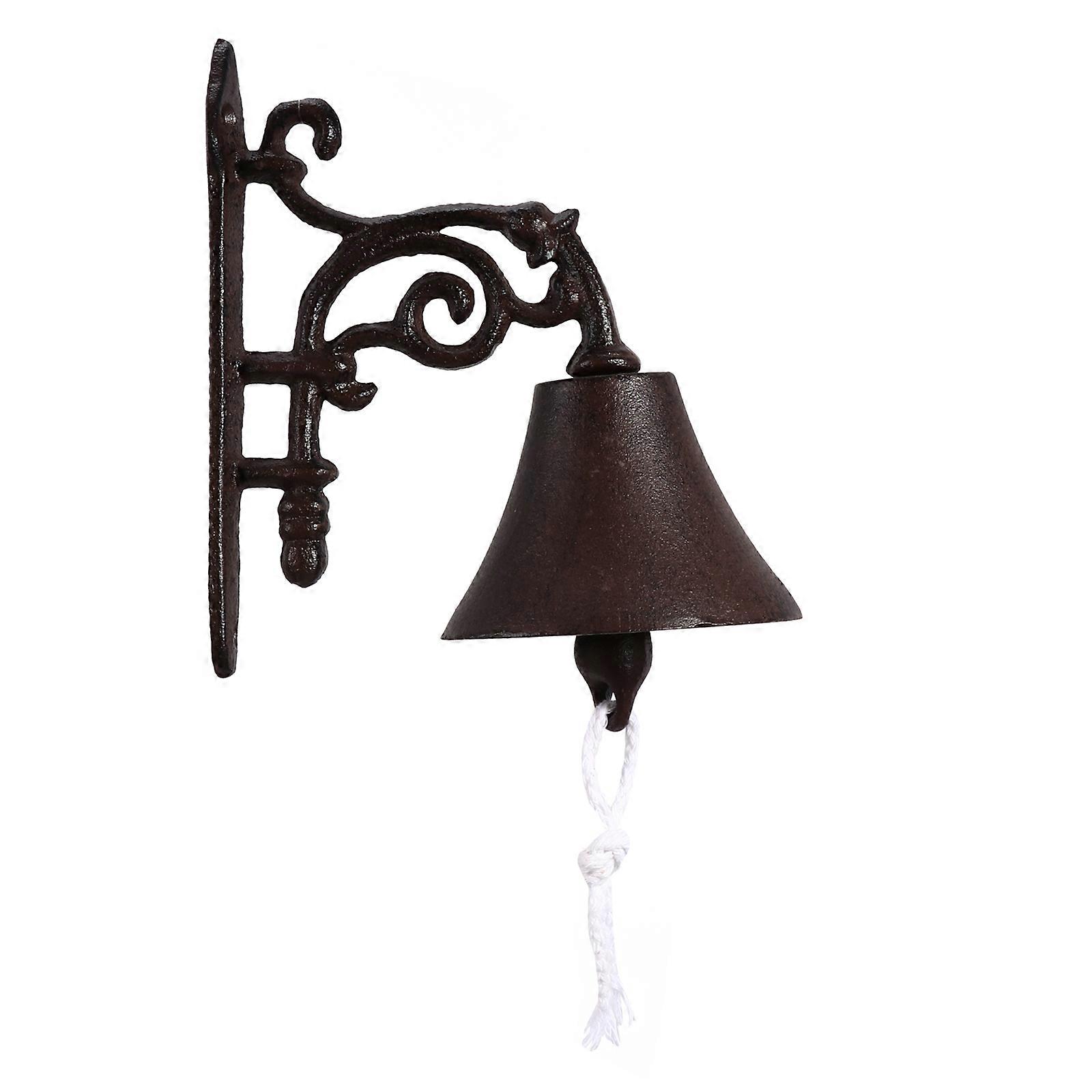 Vintage Cast Iron Wall Hanging Bell for Garden, Courtyard & Home – Manual Shaking Doorbell with Clear Loud Sound, Multi Purpose Indoor Outdoor Use