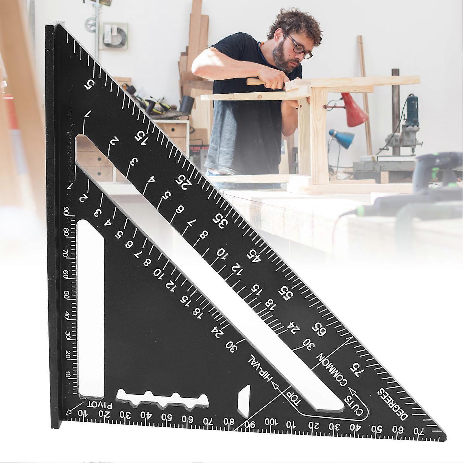 Triangle Ruler 7in Carpenter Square Aluminum 90 Degrees 45 Degrees Portable Woodworking Measuring Tool for DIY 